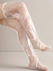 10 piezas = 5 pares de película desechable para los pies con cubierta de la planta del pie Película transparente para el cuidado de los pies Película de plástico PE de tubo largo Cubierta impermeable para los pies, máscara para la pierna con cubierta para el pie y la pierna, alta transparencia impermeable y humectante Cubierta para el cuidado de los pies. (Las bandas de goma son de colores aleatorios.)