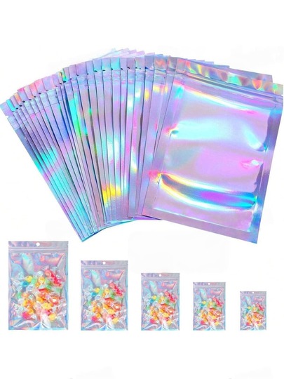Holographic Iridescent Self-Sealing Bags Jewelry Gift Packaging Storage Colorful OPP Bags Thickened DIY Transparent Storage Bags Resealable Bags Multi-Function Sealing Bags Jewelry Gift Packaging Boxes & Packaging Accessories