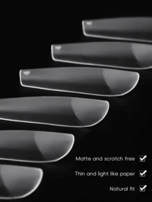 504 pezzi di punte per unghie a forma di bara, toppe per unghie in acrilico senza cuciture in opaco/trasparente/bianco latte, adatte per unghie finte, 10 misure per uso fai-da-te a casa e in salone, punte di alta qualità, arte di unghie, unghie finte per manicure fai-da-te e saloni di bellezza