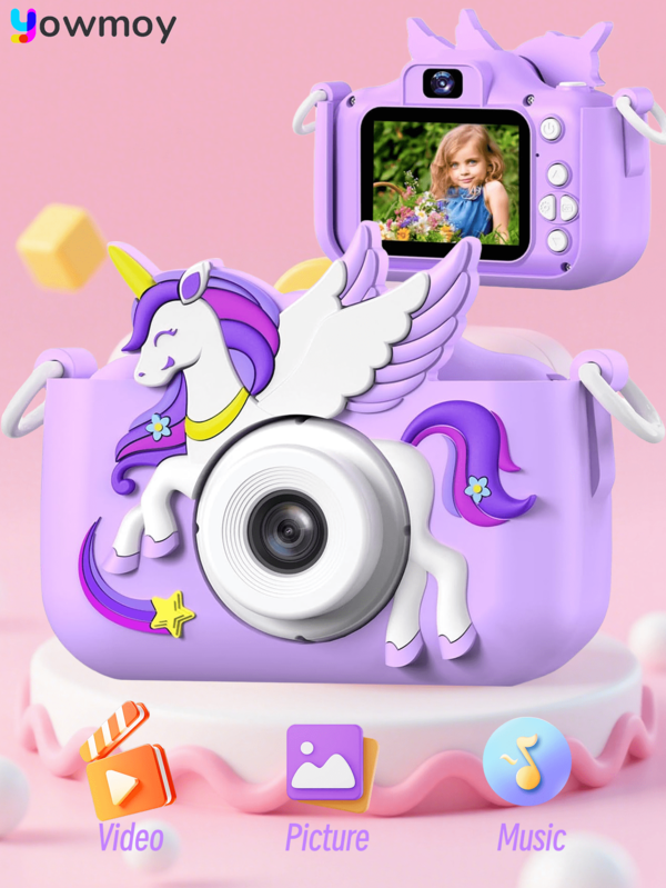 Yowmoy HD Kamera für Kinder von 3-12 Jahren - 1080P Videoaufnahme, Rahmen & Filter, perfektes Geschenk zur Einschulung & zum Geburtstag für 3-10 Jahre alte Kinder. Inklusive Umhängeband, bestes Geburtstagsgeschenk