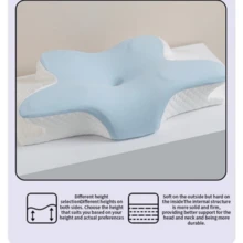 Butterfly Pillow Slow Recovery Memory Cotton Neck - Màu Xám nhạt - Xem 9