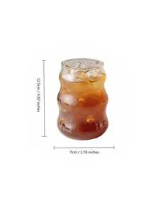 1 Piece 550ml Rippled Drinking Glass, Unique Coffee Mug, Aesthetic Tea Cup, Ribbed Glasses For Iced Coffee And Drinks, Modern Glassware, Summer Drinkware, Great For Home, Cafe, Travel, Stylish Cup For Coffee Or Tea, Great Gift Idea For Drink Lovers (No Straw) - Transparent - View 14