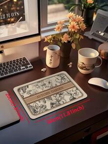 1pc Cream Floral & English Letter Pattern Vintage European Style Kitchen Absorbent Floor Mat/Carpet Set, Approx. 3mm Thick, Washable, Suitable For Kitchen, Bathroom, Entryway, Laundry Room, Study, Living Room, Bedroom, Hallway