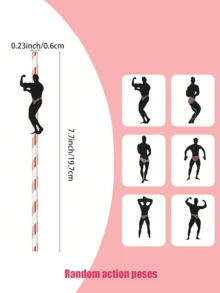 6 Pajitas traviesas de despedida de soltera, pajitas con poste de estríper, pajitas de papel para fiesta de despedida de soltera - Pajitas divertidas para beber en despedidas de soltera, noches de chicas, adultos, con confeti de hombres bailarines, gruesas para decoración de duchas nupciales, cumpleaños, Halloween y suministros para fiestas navideñas