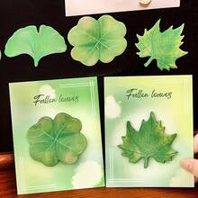 Creative Simulation Leaf Portable Sticky Notes, 30 Pieces Per Book, For Reminders And Messages. You Can Choose From Cute Maple Leaf/Ginkgo Four-Leaf Clover Lotus Designs