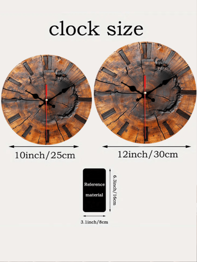 Pc 10 Inch/12 Inch 2D Flat Rustic Wooden Klok Tree Ring Round Wand ation Classic English Numbers, Perfect Home ation, Room view 8