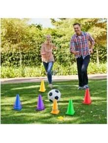 1 套彩色礼品套装，1 套彩色圆锥环组合套装，适合室内游戏和锻炼，或晴天户外聚会，成人派对用品和敏捷训练器材。