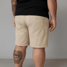 Men's Twill Bermuda Shorts Plus Size 48 To 58 Extra Large - Beige - View 3