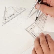 8 Piece Clear Plastic Geometric Compass & Ruler Set - Durable Drawing Tool Kit With Protractor, Triangle & Eraser For School & Art Projects