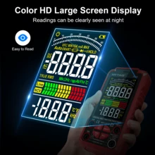 HYTAIS Digital Multimeter, Built-In Battery, Auto-Range Voltage Tester, Measures Voltage, Current, Capacitance, Resistance, Duty Cycle And Temperature, 6000 Counts, Black ABS Housing, Color LCD Display, Professional Electrical Test Instrument - Red - View 8