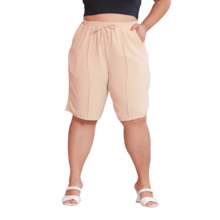 2-Piece Women's Bermuda Shorts Plus Size Duna Fabric Comfortable Fashion Kit - 黑色與裸色 - 查看 4