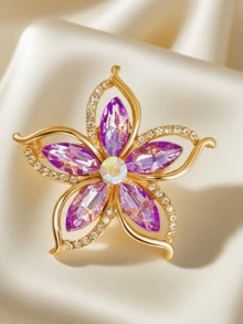 1pc Rhinestone Pentagram Brooch, Elegant Alloy Lapel Pin Accessory Jewelry Costume Accessories Bag Charms Office Accessories