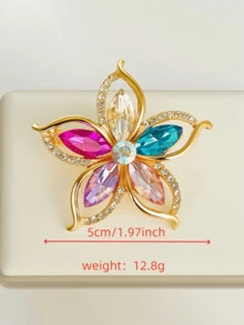 1pc Rhinestone Pentagram Brooch, Elegant Alloy Lapel Pin Accessory Jewelry Costume Accessories Bag Charms Office Accessories