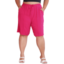 2-Piece Women's Bermuda Shorts Plus Size Duna Fabric Comfortable Fashion Kit - 黑色和粉紅色 - 查看 5