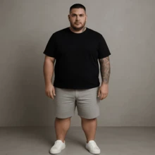 Men's Twill Bermuda Shorts Plus Size 48 To 58 - Grey - View 7