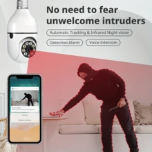 Security Cameras Light Bulb Camera 1080P Resolution Home Wifi Security Camera Intelligent 360 PTZ Indoor Outdoor Light Bulb Camera Remote Voice Intercom HD Night Vision For Home Monitoring,Birthday Gift,Halloween Gift,Christmas Present - 白色 - 查看 6