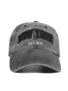 1pc Men's Washed New Embroidery Baseball Cap Sun Hat, These Caps Are Perfect For Outdoor Activities Such As Fishing, Hunting, Hiking, And Camping Street - Black - View 12