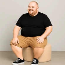 Men's Twill Bermuda Shorts Plus Size 48 To 58 Extra Large - Caqui - Ver 3