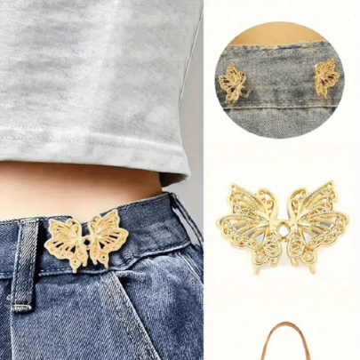 1 peça de alta qualidade borboleta cintura apertador fivela calças pinos colarinho botões broche pinos para mulheres moda destacável clipe de calça para jeans, saias, calças bolsa acessórios para menina estudante mulheres