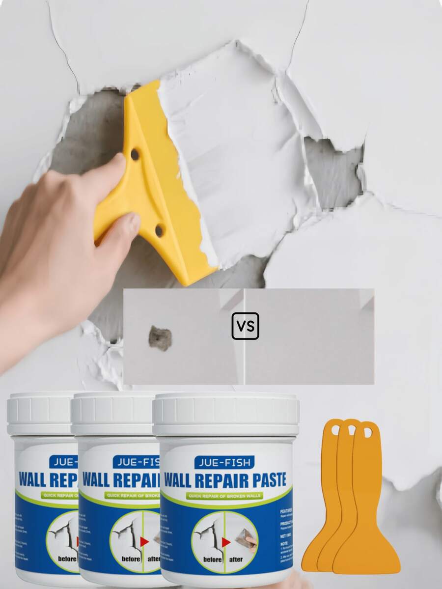 JUE FISH 1pc/2pcs/3pcs 100g Wall Cleaning Stain Covering Anti-Moisture Wall Repair Filler, Mold Removal Renovation Paint, Wall Repair Paste, Wall Repair Coating To Cover Stains, Waterproof And Anti-Mold, Repair Peeling Paint And Cracks, Home Graffiti Renovation Self-Spray Repair Wall Paint, Easily Cover Dirt And Quickly Renovate Old Walls, Wall Cleaning