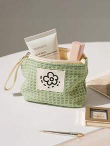 [ Little Wallet ] Cute Little Wallet | Portable Bag New Waffle Grid Wallet Compact And Fresh Travel Handbag Cosmetics Storage Bag - Multicolor - View 2