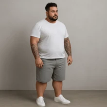 Men's Twill Bermuda Shorts Plus Size 48 To 58 - Grey - View 5