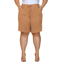 2-Piece Women's Bermuda Shorts Plus Size Duna Fabric Comfortable Fashion Kit - 黑色和棕色 - 查看 5