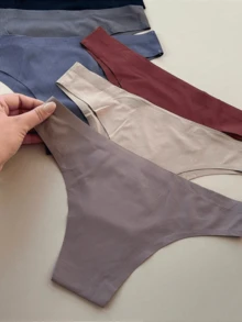 Kit 5 Seamless Panties Laser Ribbed Polyamide Seamless Comfortable Traditional - Multicolor - Ver 6