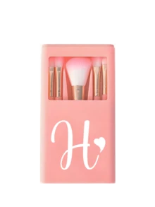 5件套便携式化妆刷套装，带镜子，白色爱心字母A-Z，盒装化妆刷套装，多功能化妆刷套装，带镜盒，迷你多功能化妆笔，粉底刷，眼影刷，新手美妆工具，混合化妆刷收纳盒，化妆刷套装，方便携带，送给女孩的礼物，化妆工具套装，理想礼物，便携式旅行必备，旅行必备品，赠品，专业化妆刷，完整化妆套装 - 粉色 - 查看 11