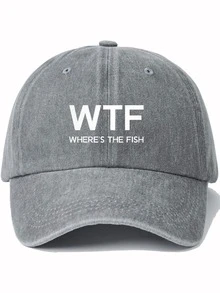 1 件（WHERE'S THE FISH）印花帽，男女情侣款弧形帽檐帽，户外休闲时尚防晒可调节棒球帽，卡车司机帽，日常使用太阳帽 - 彩色 - 查看 13