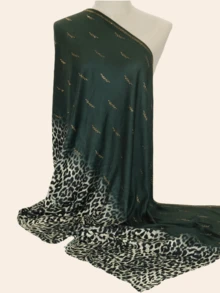 1pc Women's Fashion Muslim Scarf Hijab With Rhinestone, Leopard Print Gradient Color Long Shawl Wrap, Elegant Malaysian Headscarf