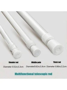 1 szt. Regulowany uchwyt na drążek do zasłon prysznicowych bez wiercenia, ścienny wieszak na zasłony, uchwyt na ręczniki, odpowiedni do łazienki, kuchni, sypialni, salonu, dekoracji świątecznych - Biały - Zobacz 1