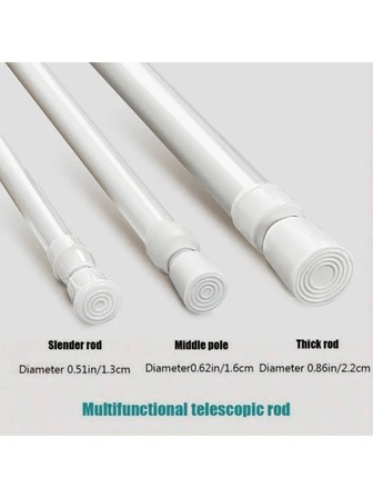 1pc Adjustable No-Drill Shower Curtain Rod Holder, Wall-Mounted Curtain Hook, Towel Bar Bracket, Suitable For Bathroom, Kitchen, Bedroom, Living Room Christmas Decor