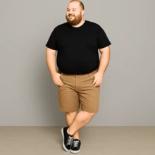 Men's Twill Bermuda Shorts Plus Size 48 To 58 Extra Large - Caqui - Ver 4