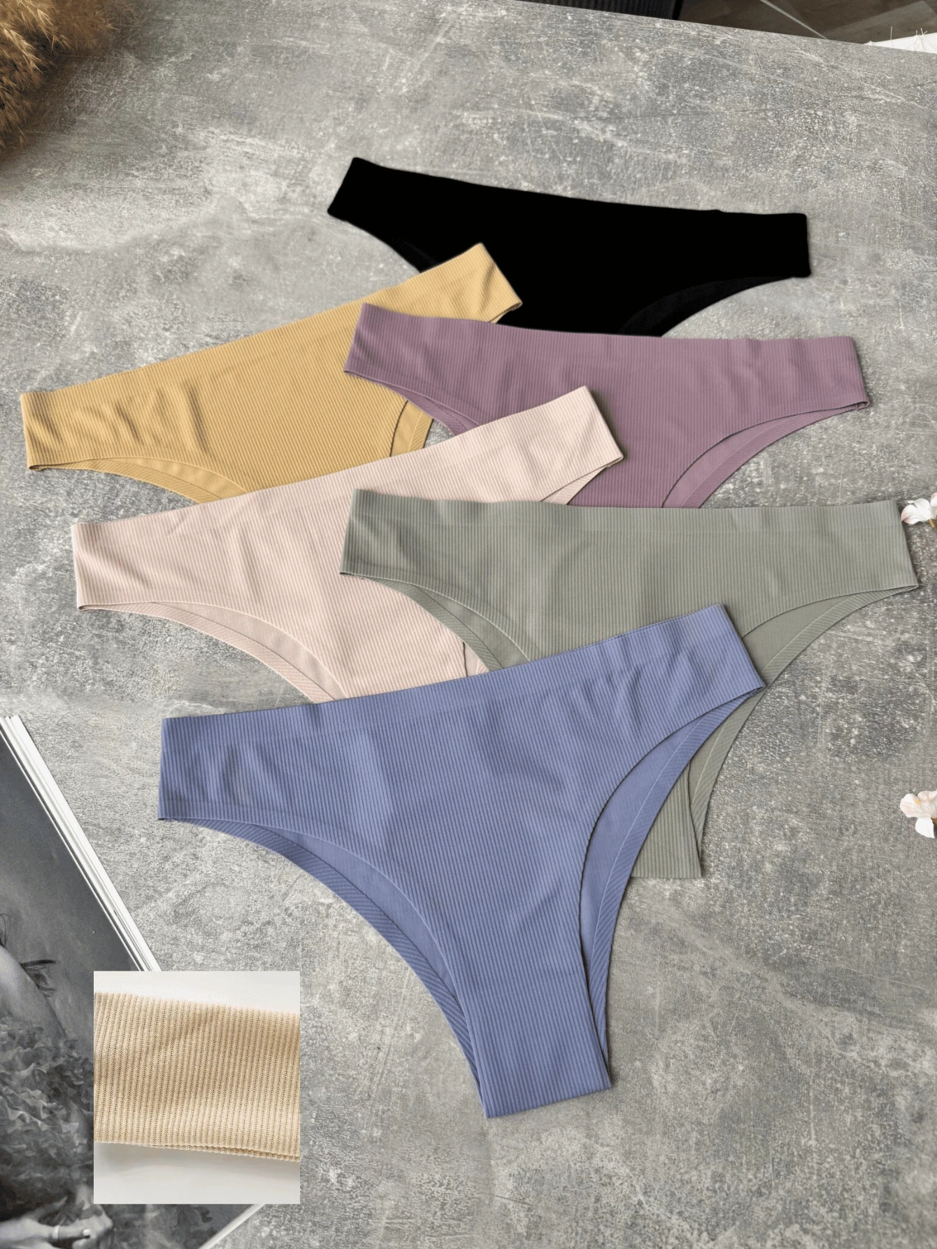 Kit 5 Seamless Panties Laser Ribbed Polyamide Seamless Comfortable Traditional - Multicolor - Ver 1