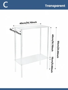 1pc Acrylic Transparent Edge Side Table, 2-Tier Living Room End Table, Small Modern Nightstand Home Decor Table Shelf For Office, Bedroom, Living Room, Study - Transparent - View 11