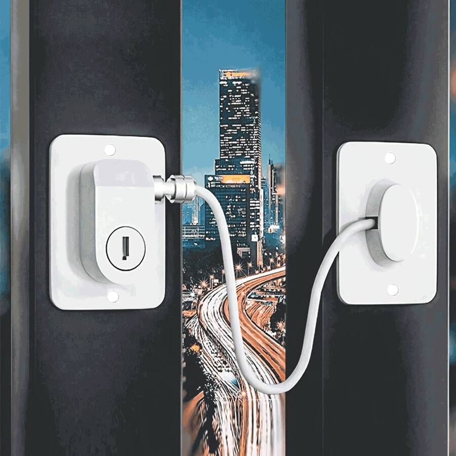 No Drill Strong Adhesive Safety Lock - One-Touch Use, Anti-Theft & Anti-Pinch For Doors, Windows, Cabinets, Fridges, Universal Lock Buckle | Sliding Door Limiter | Aluminum Alloy Thick Material | Helpful Home Security Assistant