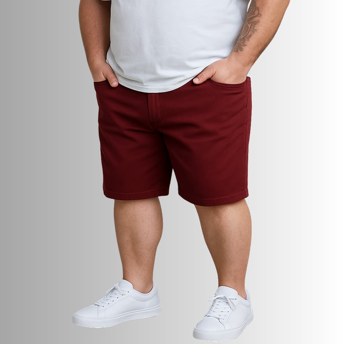 Men's Twill Bermuda Shorts Plus Size 48 To 58 Extra Large - 紫紅色 - 查看 1