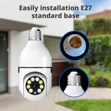 Security Cameras Light Bulb Camera 1080P Resolution Home Wifi Security Camera Intelligent 360 PTZ Indoor Outdoor Light Bulb Camera Remote Voice Intercom HD Night Vision For Home Monitoring,Birthday Gift,Halloween Gift,Christmas Present - 白色 - 查看 2