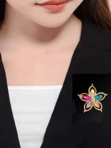 1pc Rhinestone Pentagram Brooch, Elegant Alloy Lapel Pin Accessory Jewelry Costume Accessories Bag Charms Office Accessories