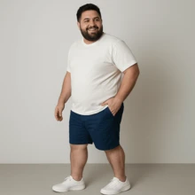 Men's Twill Bermuda Shorts Plus Size 48 To 58 Extra Large - Navy Blue - View 5