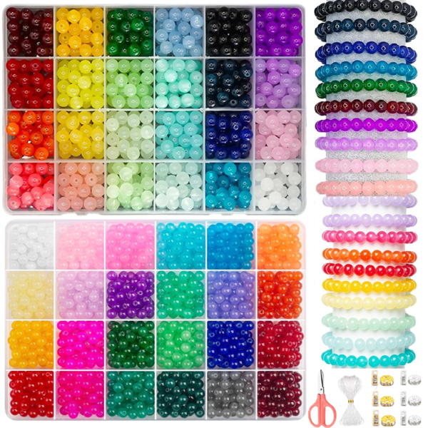 1 Box Of 24 Colors 6mm/8mm Jelly-Like Faux Jade Round Beads For Jewelry Making, DIY Bracelets, Necklaces And Keychains, Beginner-Friendly Jewelry Kit