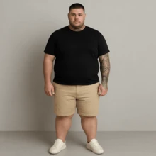 Men's Twill Bermuda Shorts Plus Size 48 To 58 Extra Large - Beige - View 7