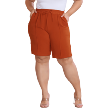 2-Piece Women's Bermuda Shorts Plus Size Duna Fabric Comfortable Fashion Kit - Preto e Telha - 查看 5