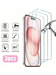 3 paquetes de protector de pantalla de vidrio templado para iPhone 17/16/16e/16 Pro/16 Pro Max/iPhone13/15/11 Pro Max/7/8 Plus/13/12 Mini/XR/XS/X, superficie suave, antihuellas, antideslizante, resistente a los arañazos, alta resistencia, fácil de instalar