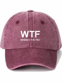 1 件（WHERE'S THE FISH）印花帽，男女情侣款弧形帽檐帽，户外休闲时尚防晒可调节棒球帽，卡车司机帽，日常使用太阳帽 - 彩色 - 查看 6