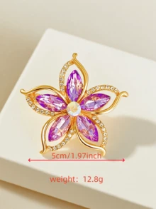 1pc Rhinestone Pentagram Brooch, Elegant Alloy Lapel Pin Accessory Jewelry Costume Accessories Bag Charms Office Accessories