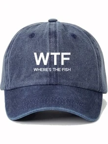 1 件（WHERE'S THE FISH）印花帽，男女情侣款弧形帽檐帽，户外休闲时尚防晒可调节棒球帽，卡车司机帽，日常使用太阳帽 - 彩色 - 查看 15