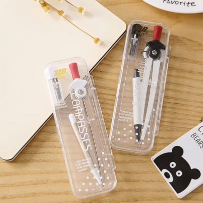 Back To School Compass 2-PieceSet, Student Geometry DrawingTools, Math Class Essential Supplieswith Portable Case