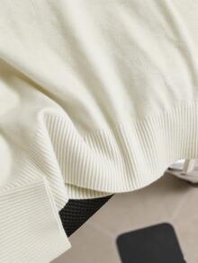 GIGOGOU 纯色针织基础款薄款V领女士休闲毛衣上衣，柔软保暖长袖，适合日常穿着，春秋季白色 - 白色 - 查看 8